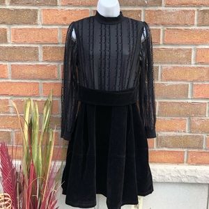 NWT: Velvet & Sheer Top Long Sleeve Party Dress